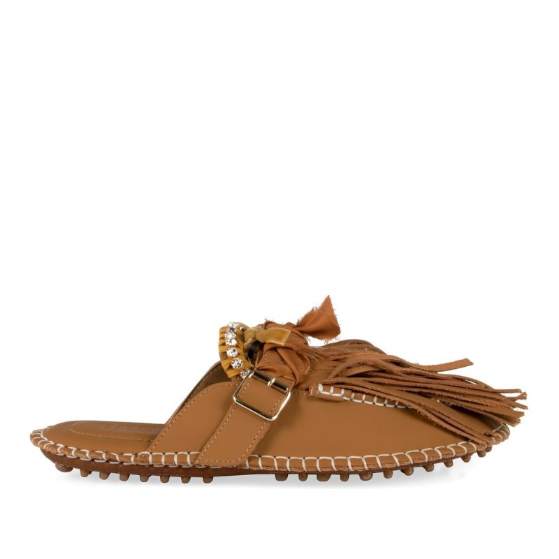 13 09 SR 풀리 크리스털 프린지 뮬 PULMULBRWSS23 BROWN