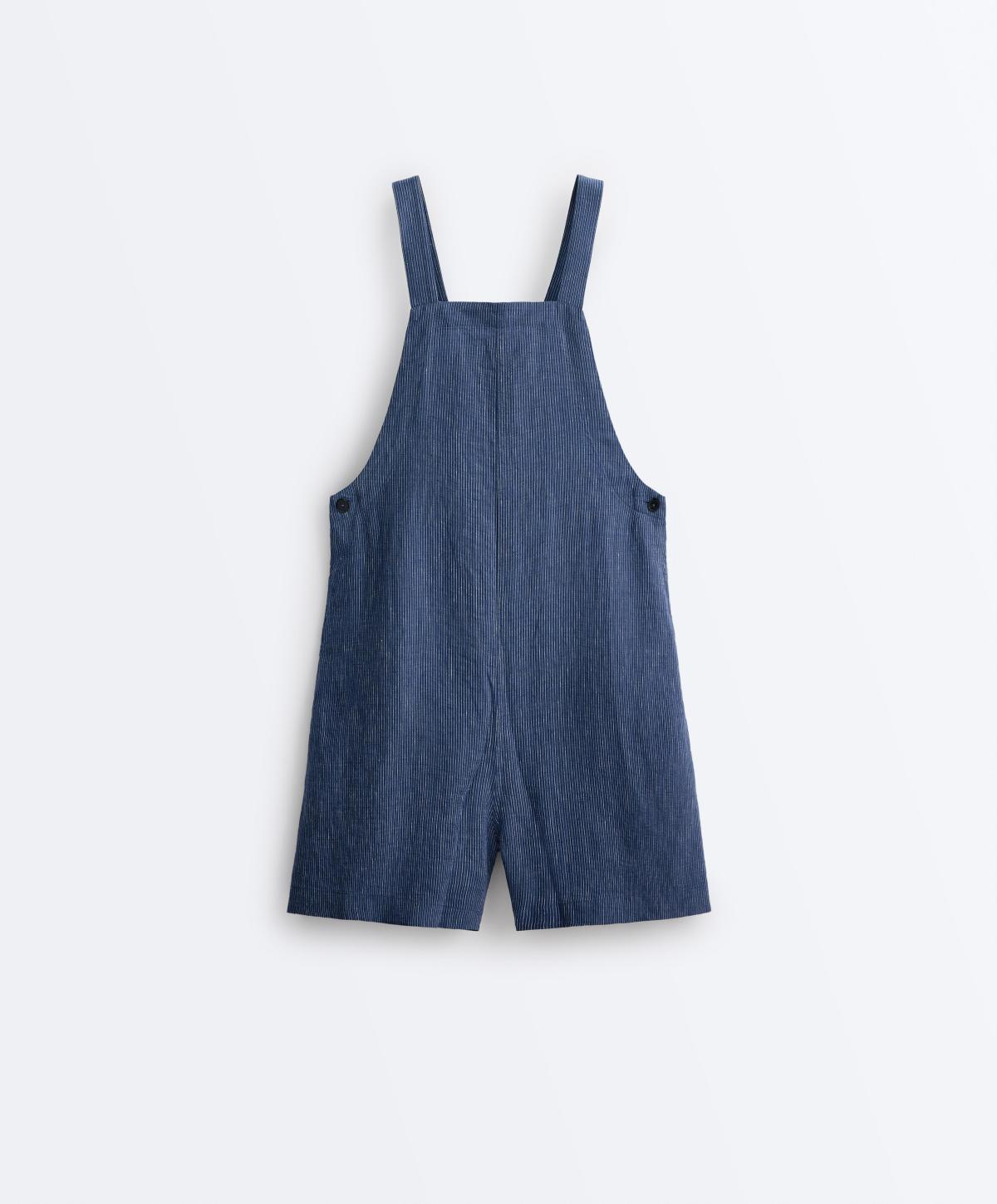 오이쇼 린넨 스트랩 포켓 숏 점프수트 5035/119/412 BLUE MELANGE