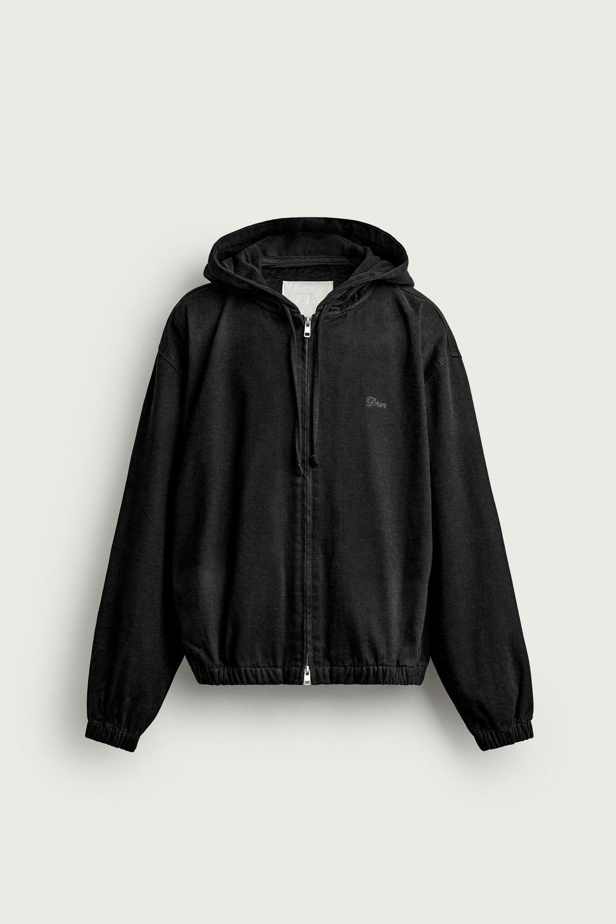 자라 플리스 데님 후드 집업 자켓 6369/343/800 BLACK