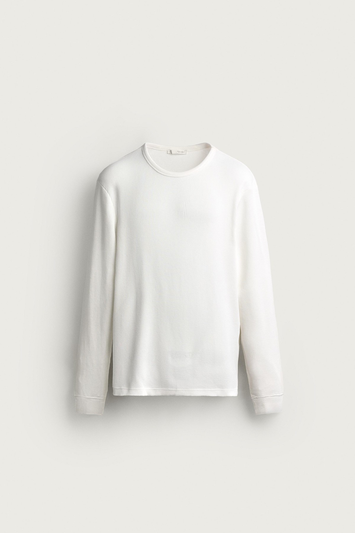 자라 레귤러핏 와플 니트 긴팔 티셔츠 4087/200/251 OYSTER-WHITE