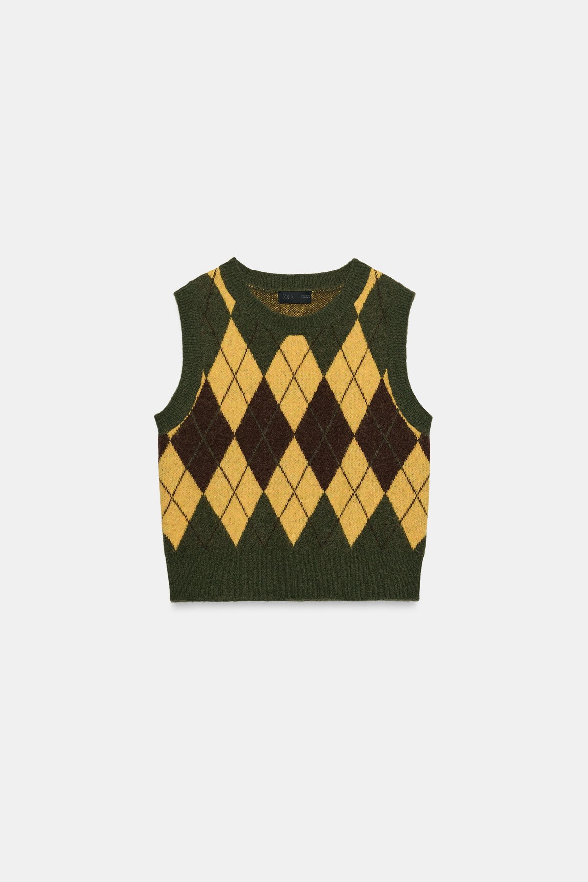 자라 소프트 아가일 크롭 니트 베스트 2142/109/330 MULTICOLOURED