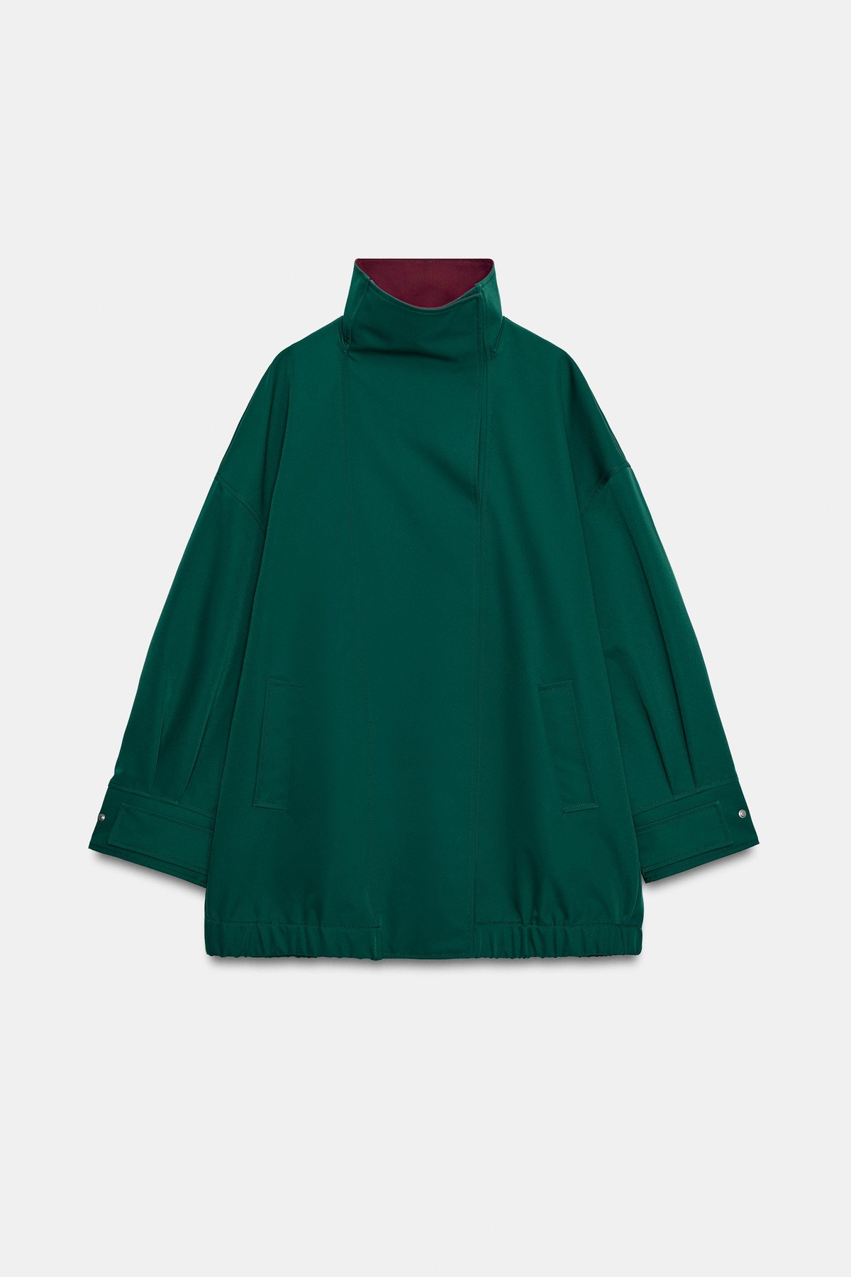 자라 하이넥 오버사이즈 트렌치 코트 0155/254/538 DUCK GREEN