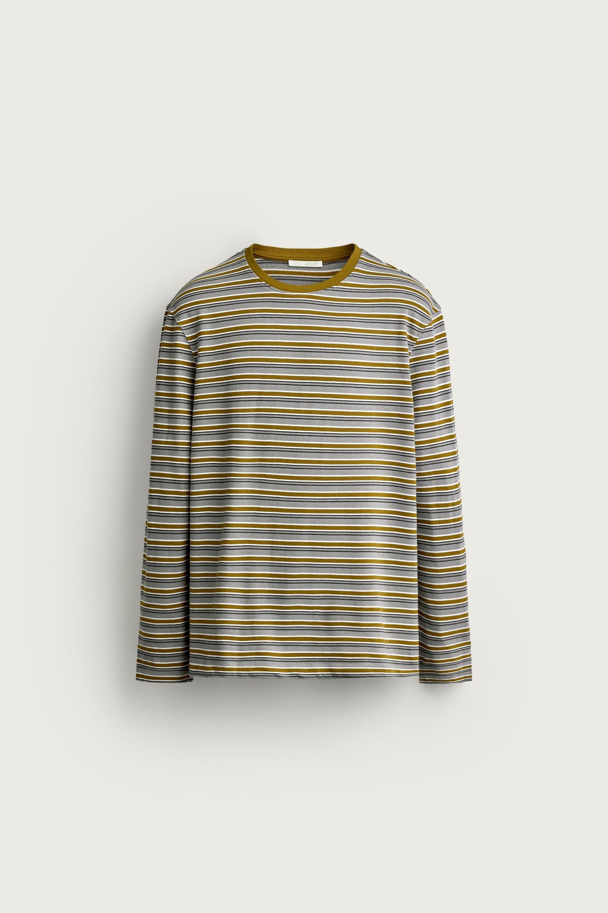 자라 스트라이프 자카드 긴팔 티셔츠 1887/400/911 OLIVE GREEN