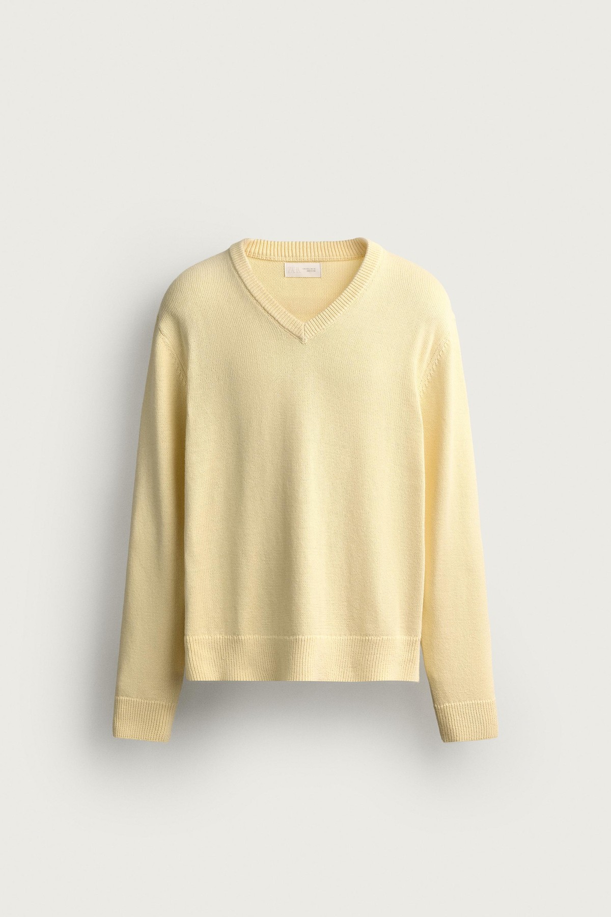 자라 릴렉스핏 브이넥 코튼 니트 스웨터 4696/307/300 YELLOW