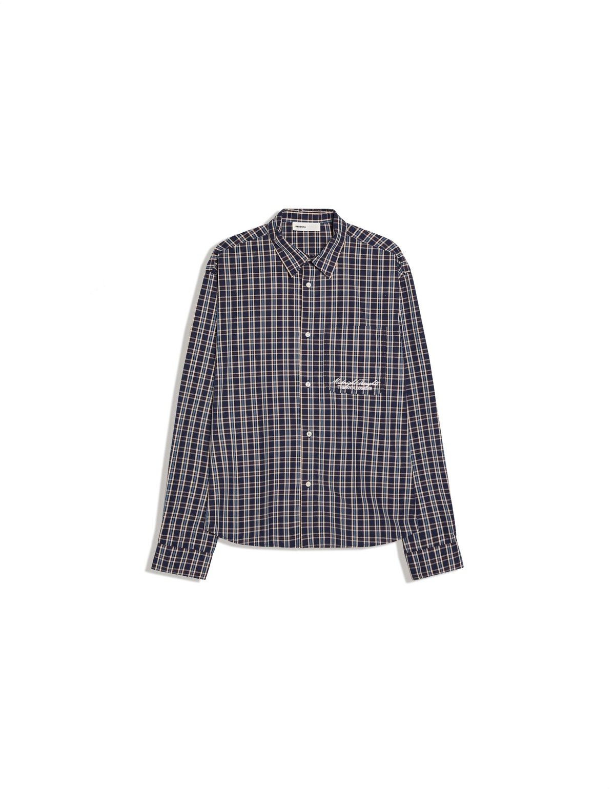 버쉬카 체크 자수 긴팔 셔츠 3390/054 NAVY