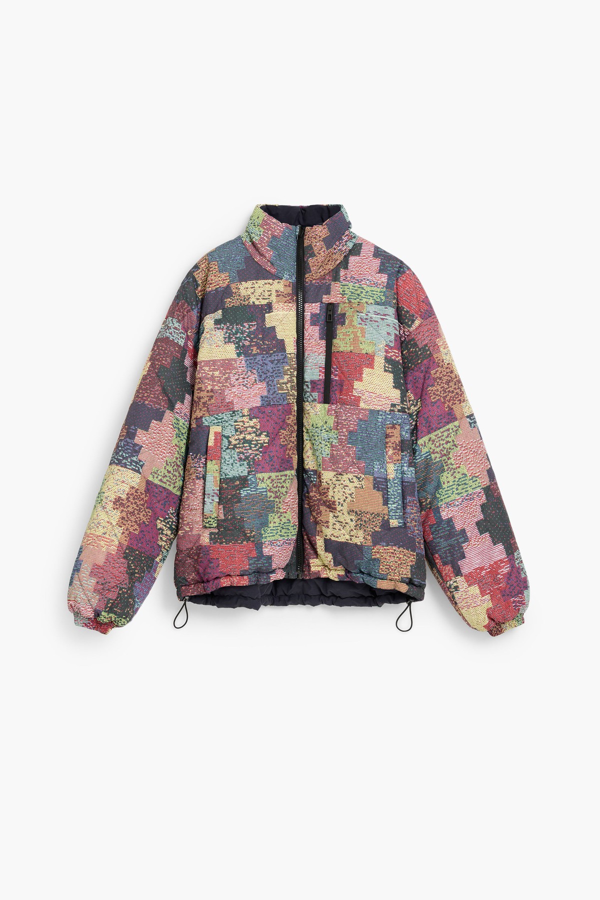 데시구알 패치워크 하이넥 숏 패딩 코트 27SMEW043016 MULTICOLOR