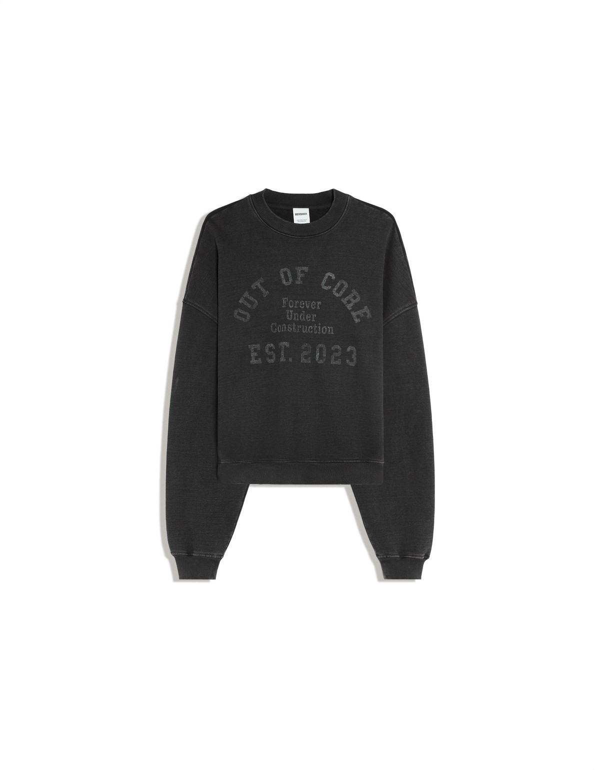 버쉬카 박시 라운드넥 그래픽 크롭 맨투맨 3953/498 DARK GREY