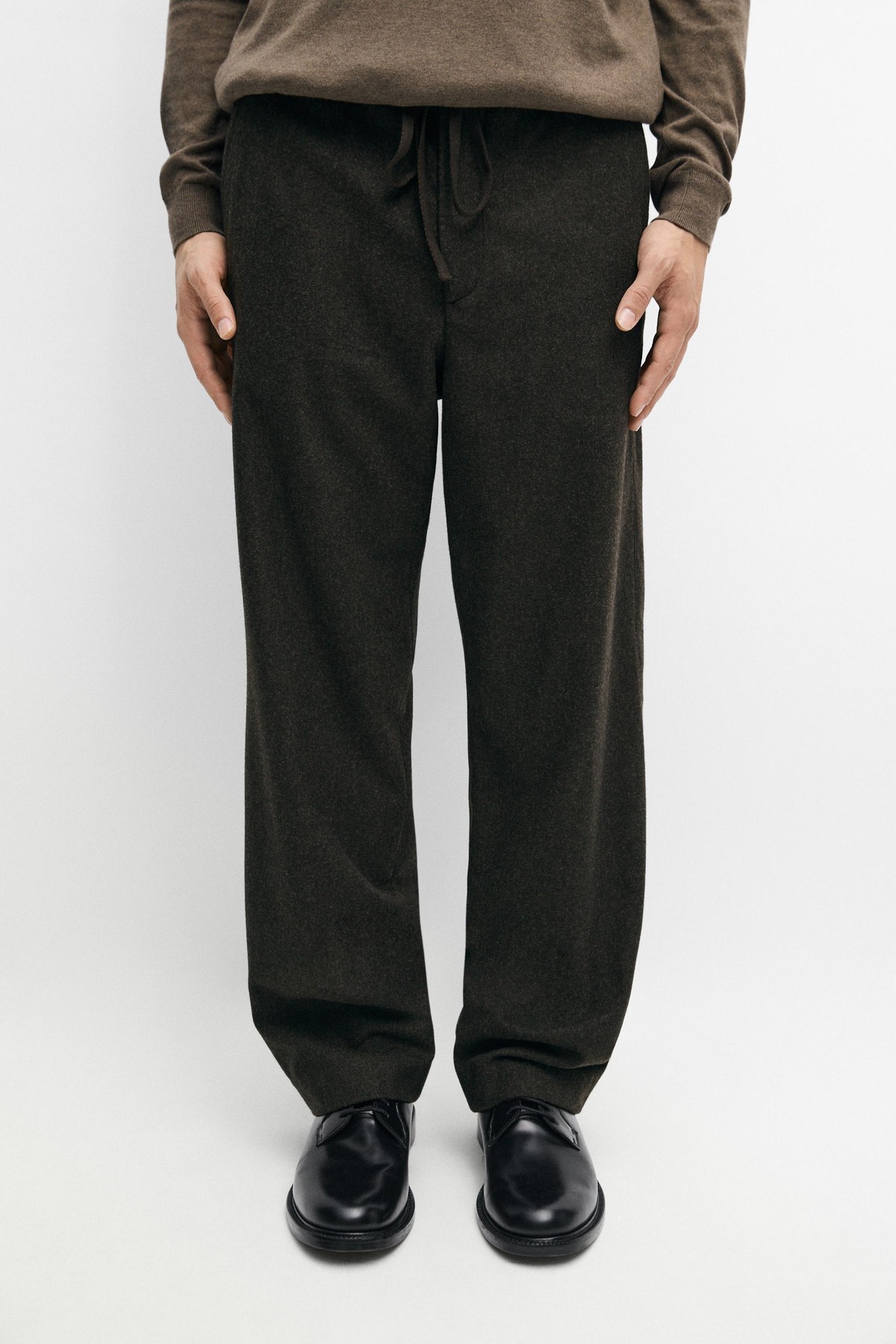 마시모두띠 울 혼방 플란넬 와이드 팬츠 2883/359 BROWN