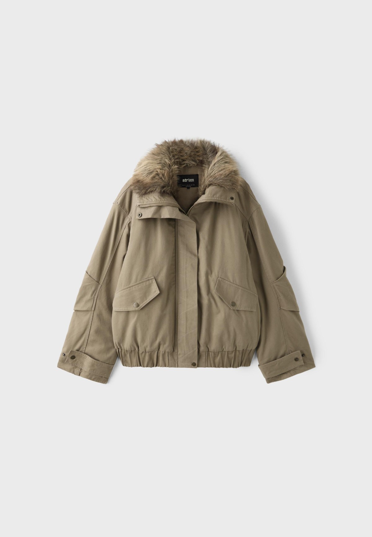 스트라디바리우스 퍼 카라 오버사이즈 코튼 자켓 8640/712/430 STONE