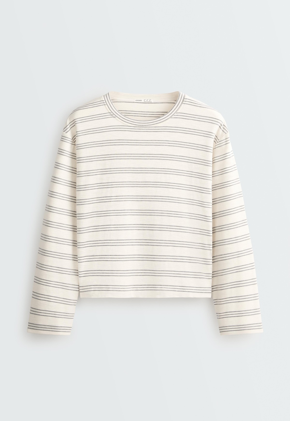 오이쇼 러스틱 스트라이프 긴팔 티셔츠 7553/620/959 PALE ECRU
