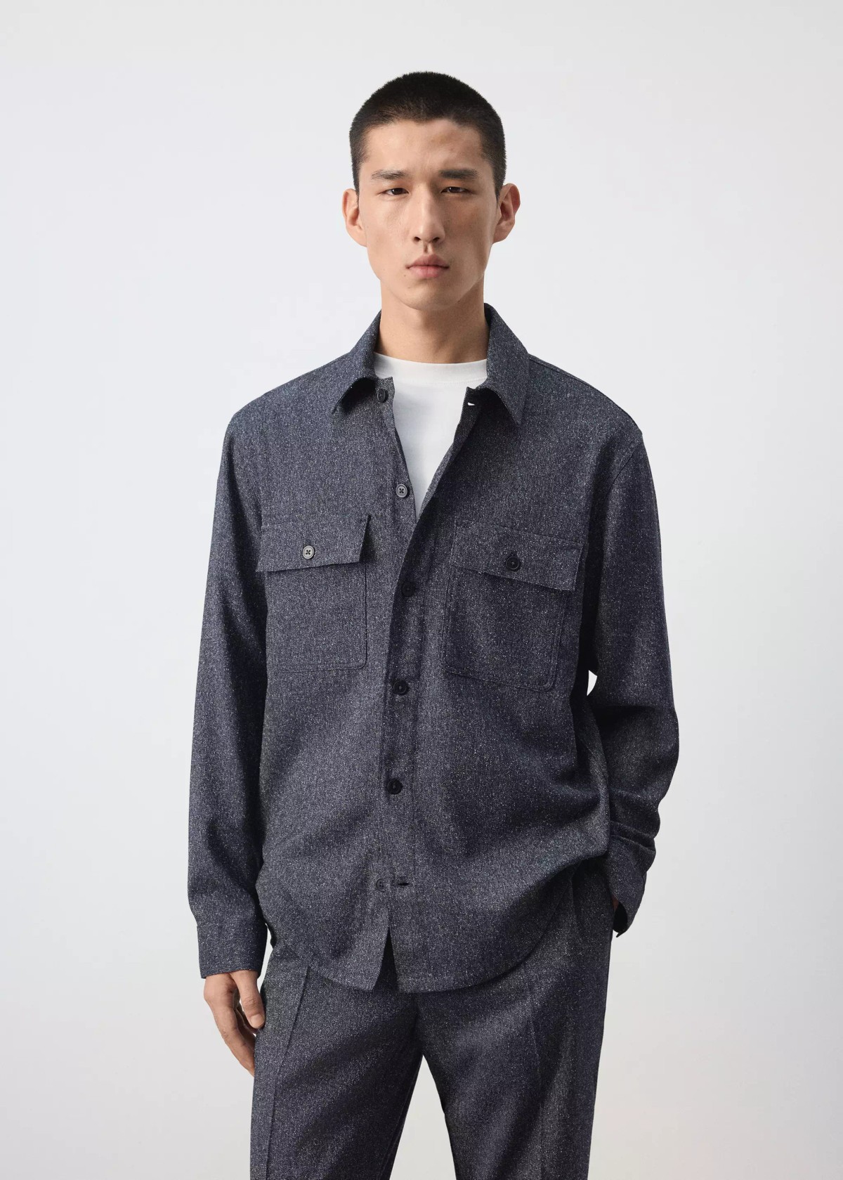 망고 레귤러핏 텍스처 오버셔츠 37057885_52 AZUL