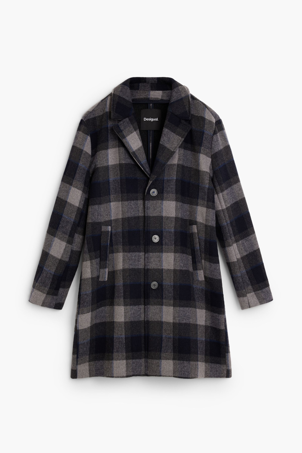 데시구알 체크 울 블렌드 싱글 코트 27SMEW072007 GRAY