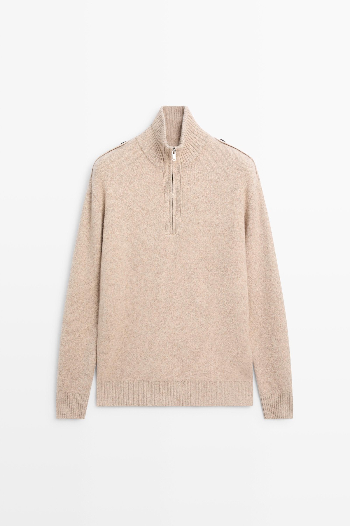 마시모두띠 하프집업 모크넥 니트 스웨터 1416/231 LIGHT BEIGE