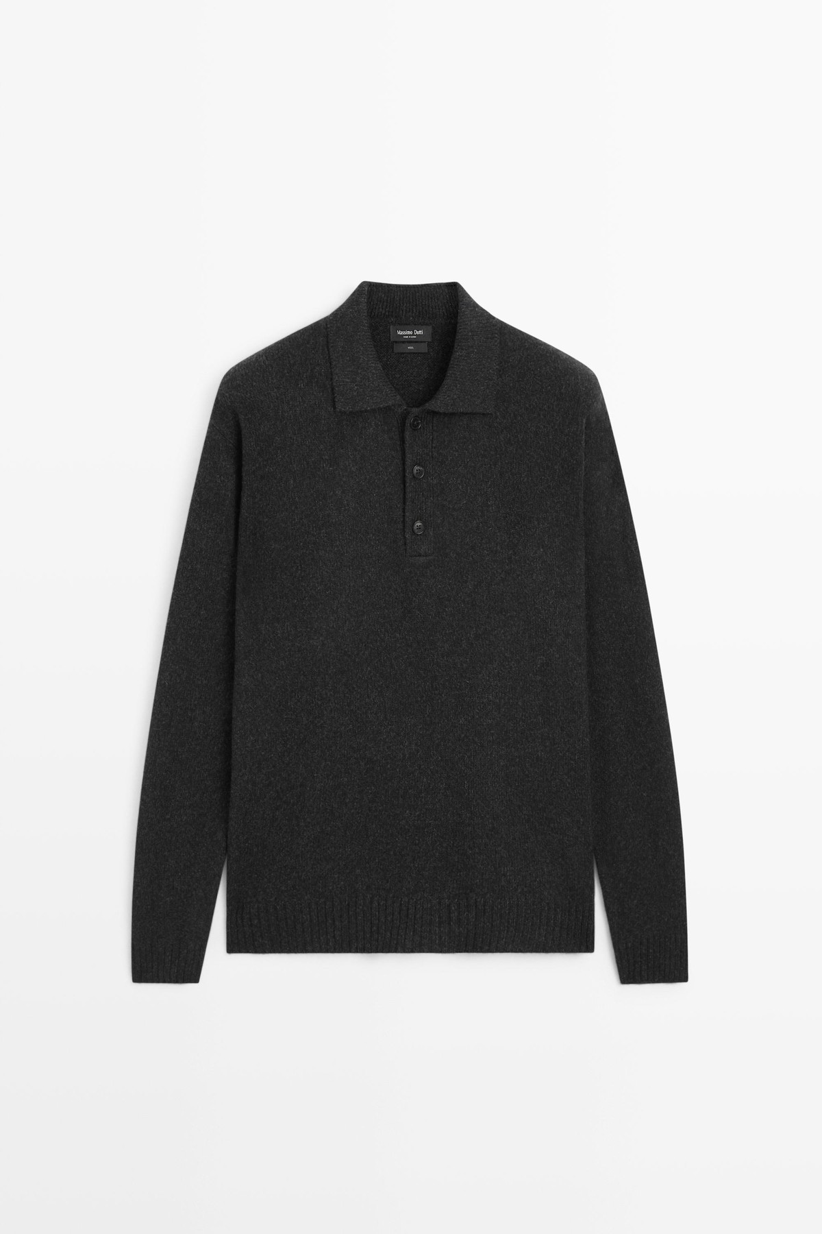 마시모두띠 울 100% 긴팔 니트 폴로 스웨터 1454/222 DARK GREY