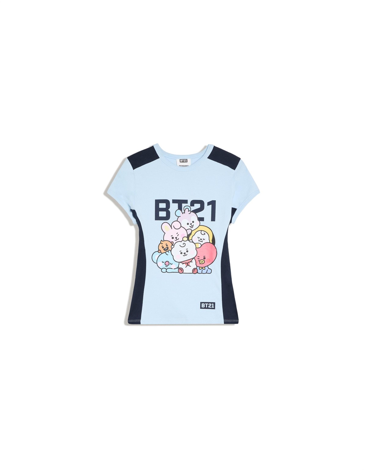 버쉬카 슬림핏 라운드넥 그래픽 반팔 티셔츠 4372/210 LIGHT BLUE
