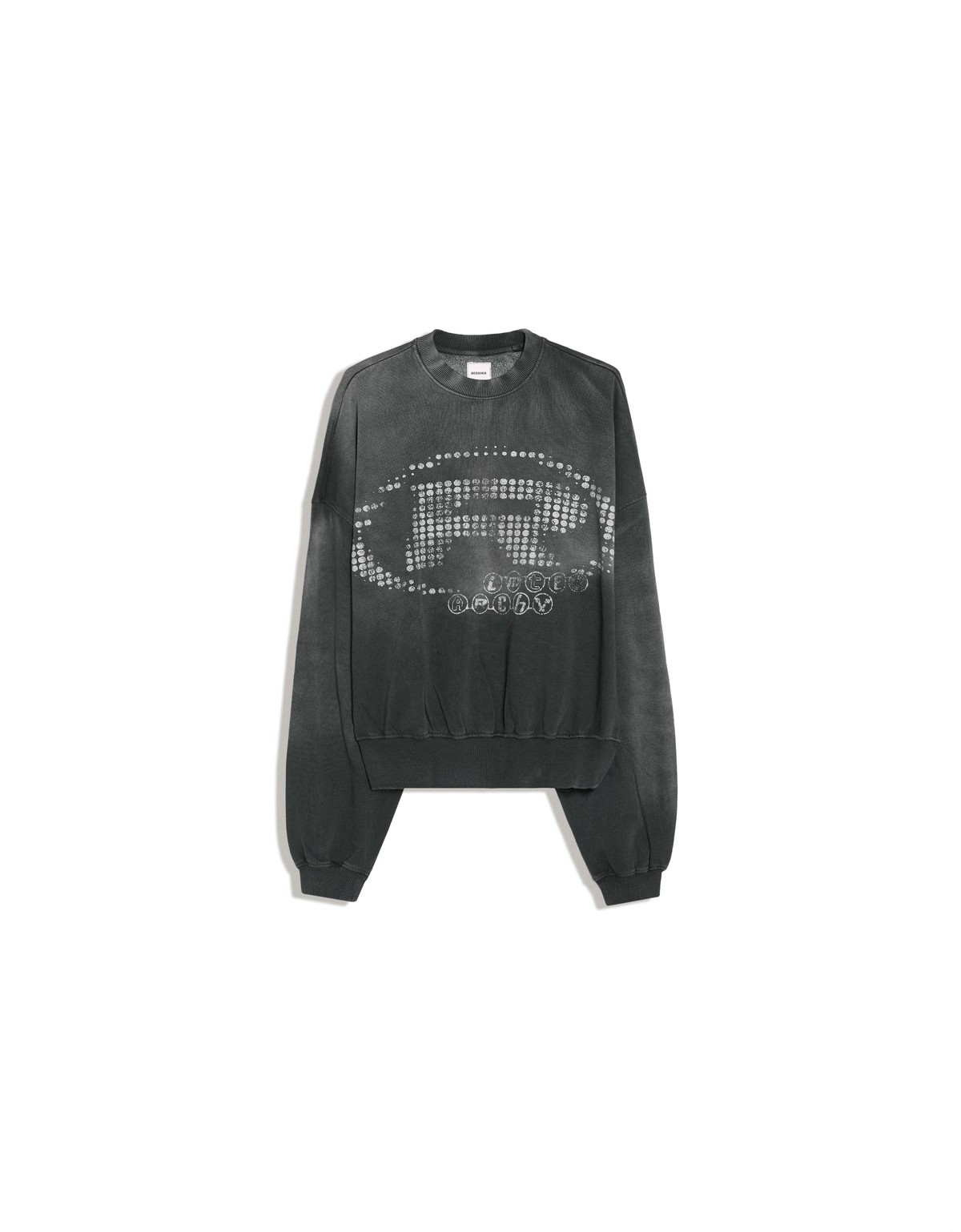 버쉬카 워시드 그래픽 라운드넥 맨투맨 4169/498 DARK GREY