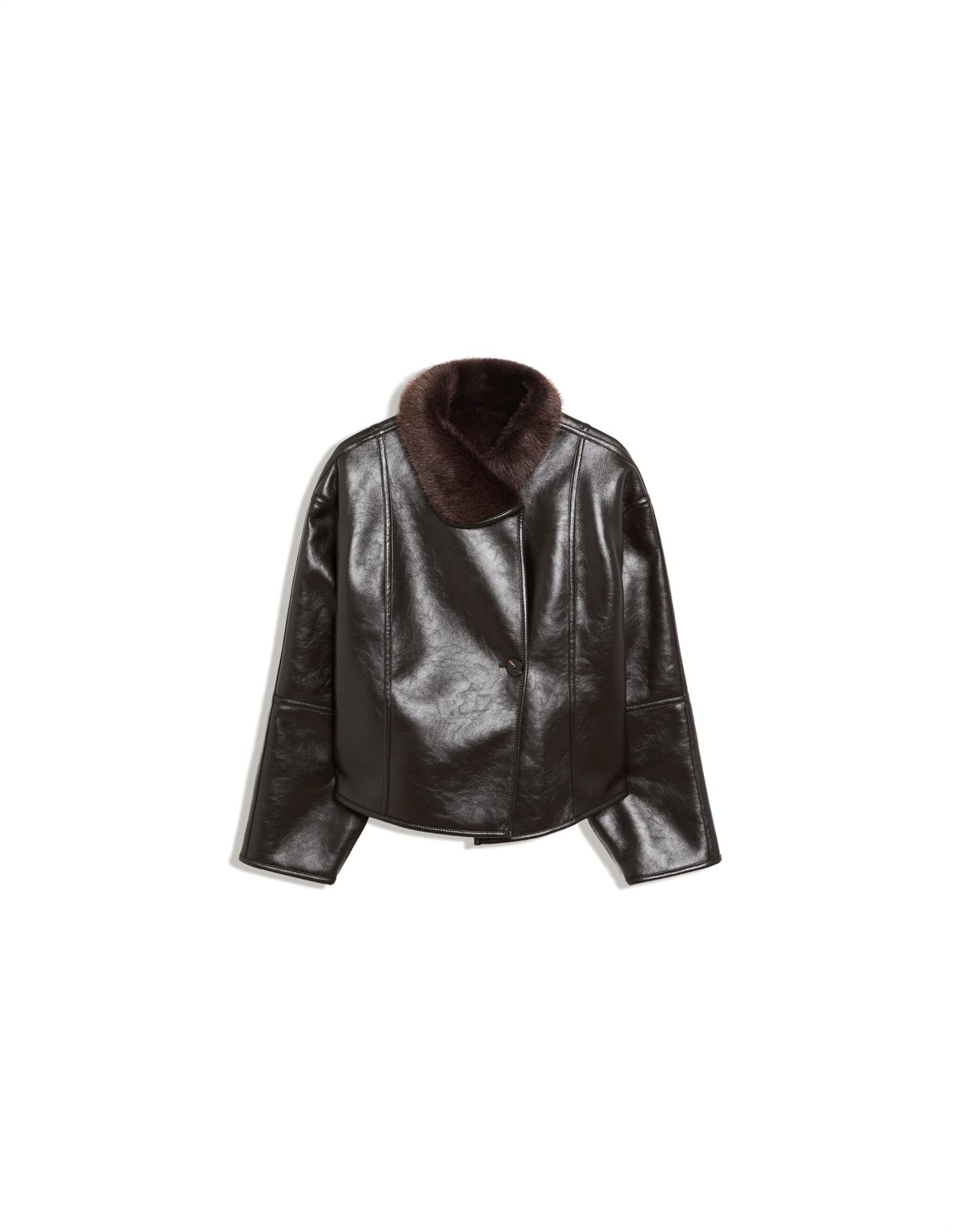 버쉬카 양면 레더 이펙트 크롭 자켓 3504/407 BROWN