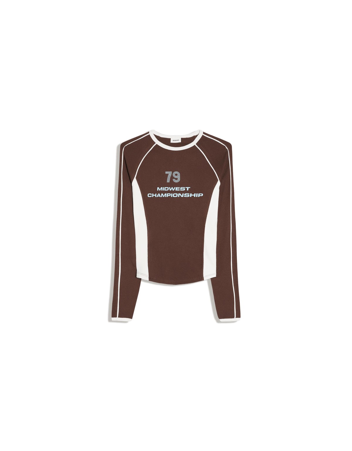 버쉬카 래글런 슬림핏 프린트 긴팔 티셔츠 4064/272 BROWN