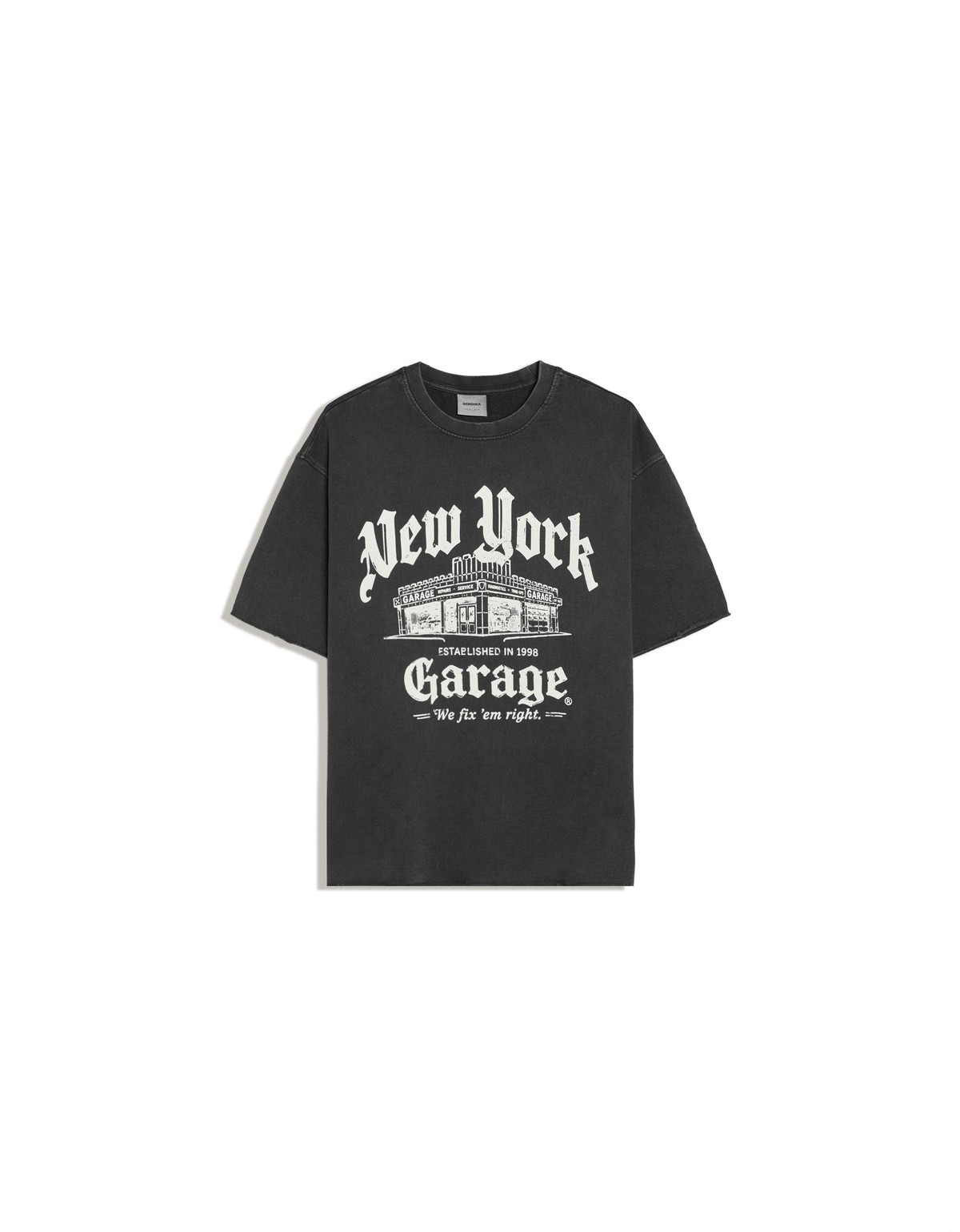 버쉬카 프린트 라운드넥 반팔 티셔츠 3735/222 DARK GREY