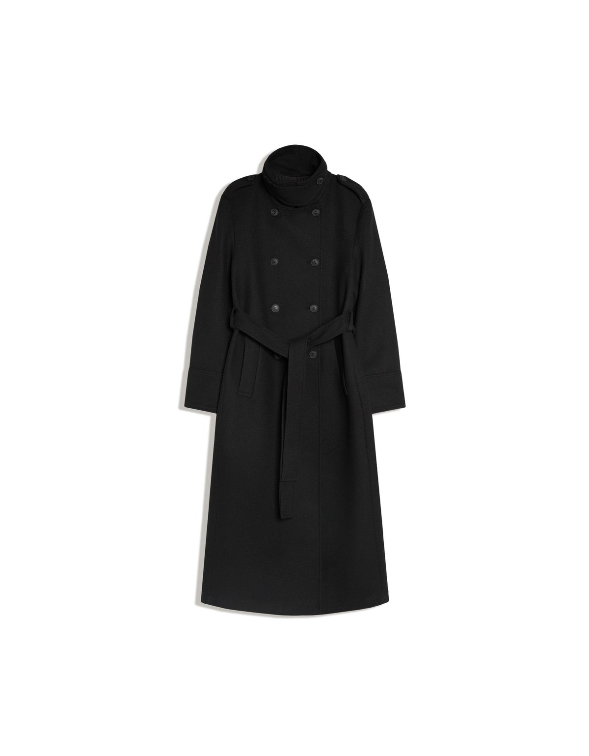 버쉬카 펠트 이펙트 벨트 더블 롱 코트 3038/741 BLACK
