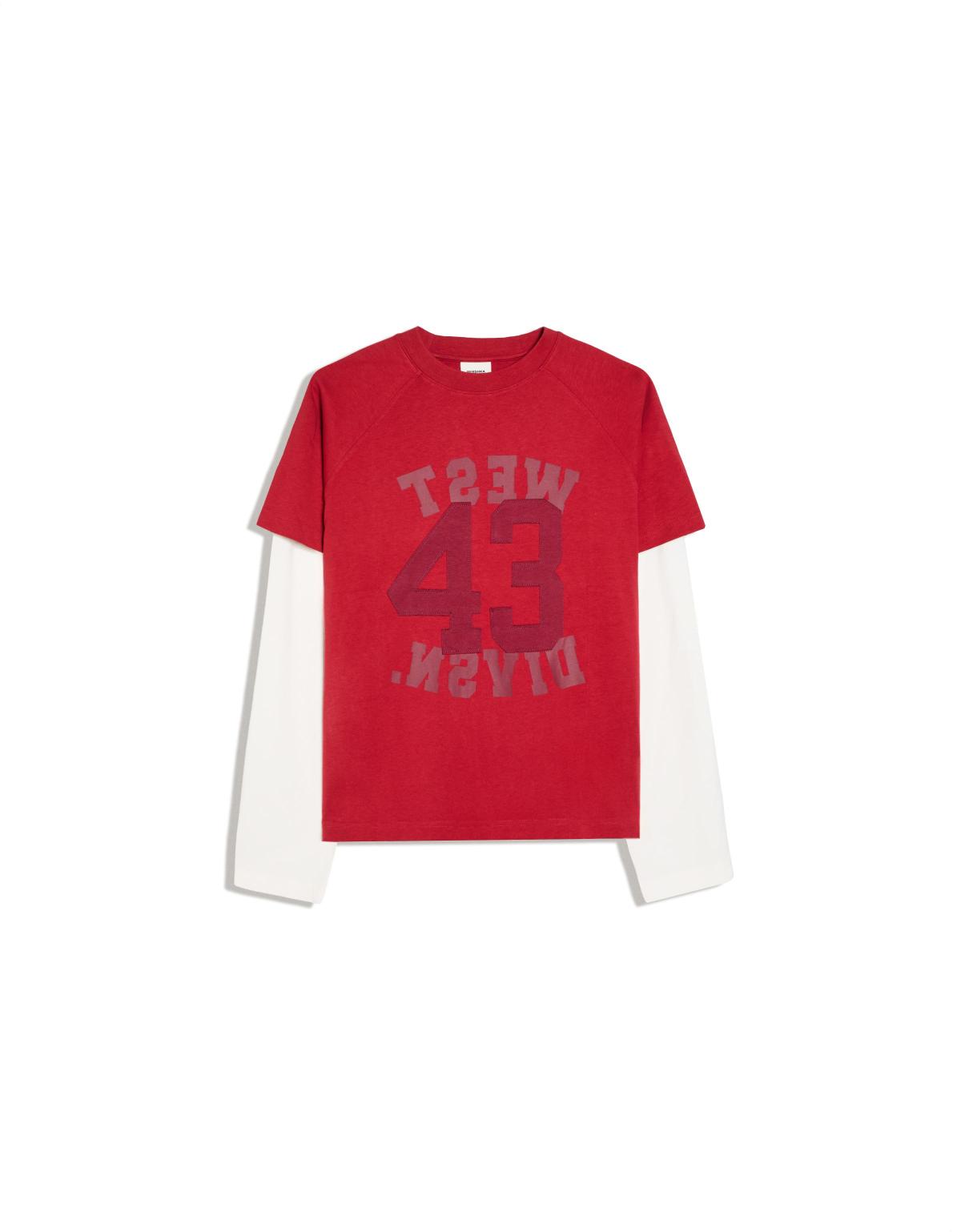 버쉬카 그래픽 더블 슬리브 티셔츠 3221/238 RED