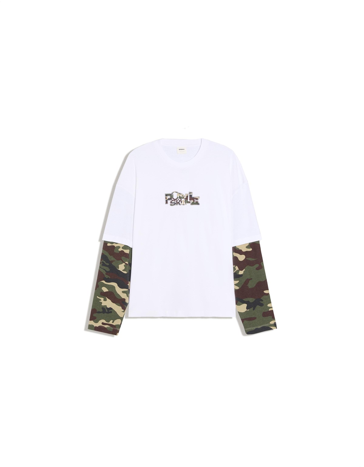 버쉬카 카모 프린트 더블 소매 티셔츠 3376/134 OFF WHITE