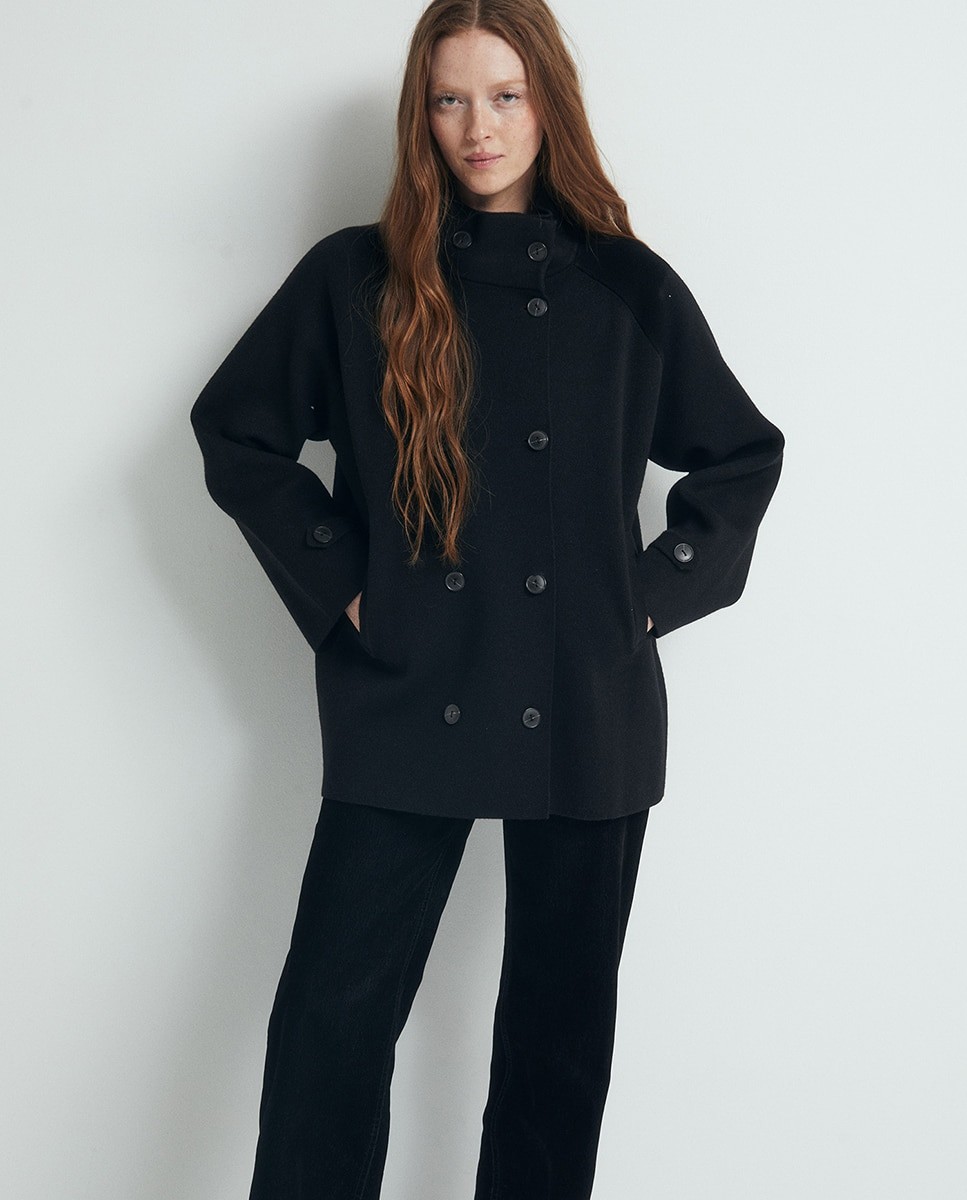 스페라 오버핏 하이넥 더블버튼 자켓 58247505173 NEGRO