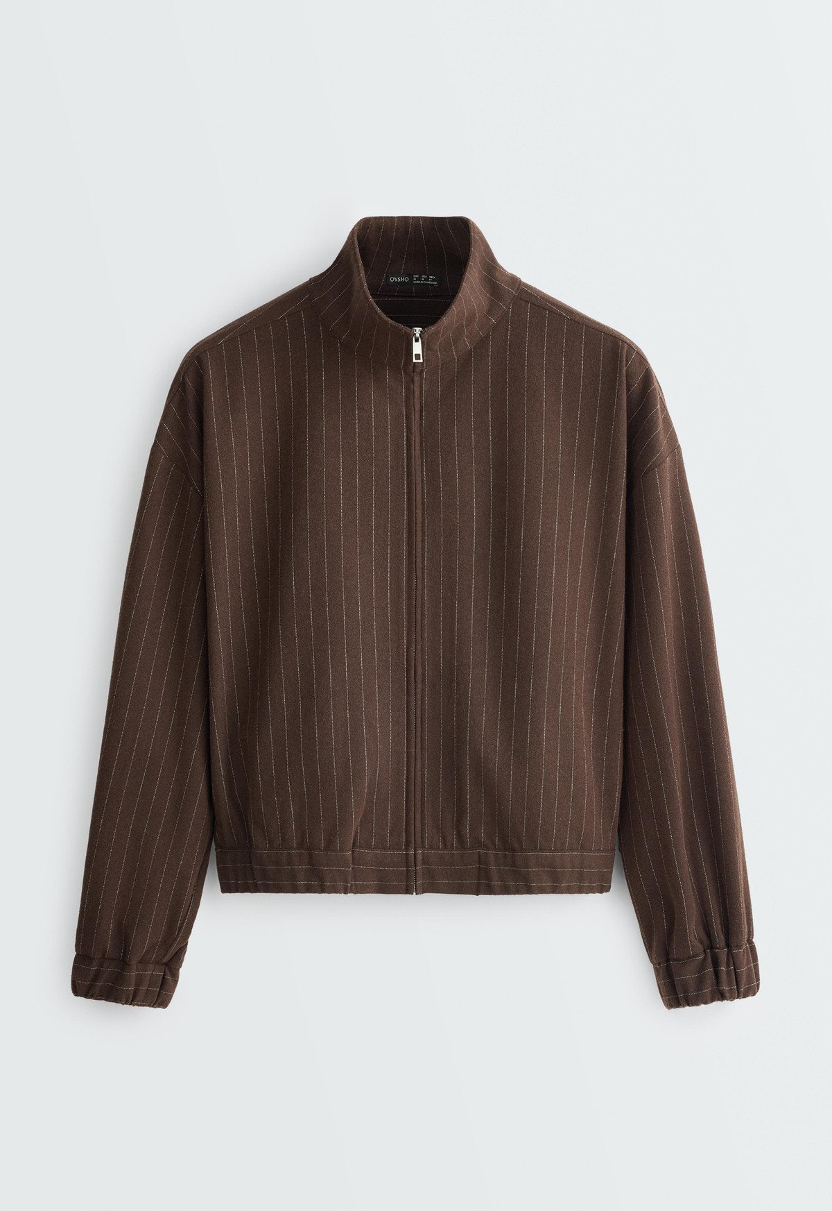 오이쇼 핀스트라이프 하이넥 집업 자켓 6432/617/111 DARK BROWN