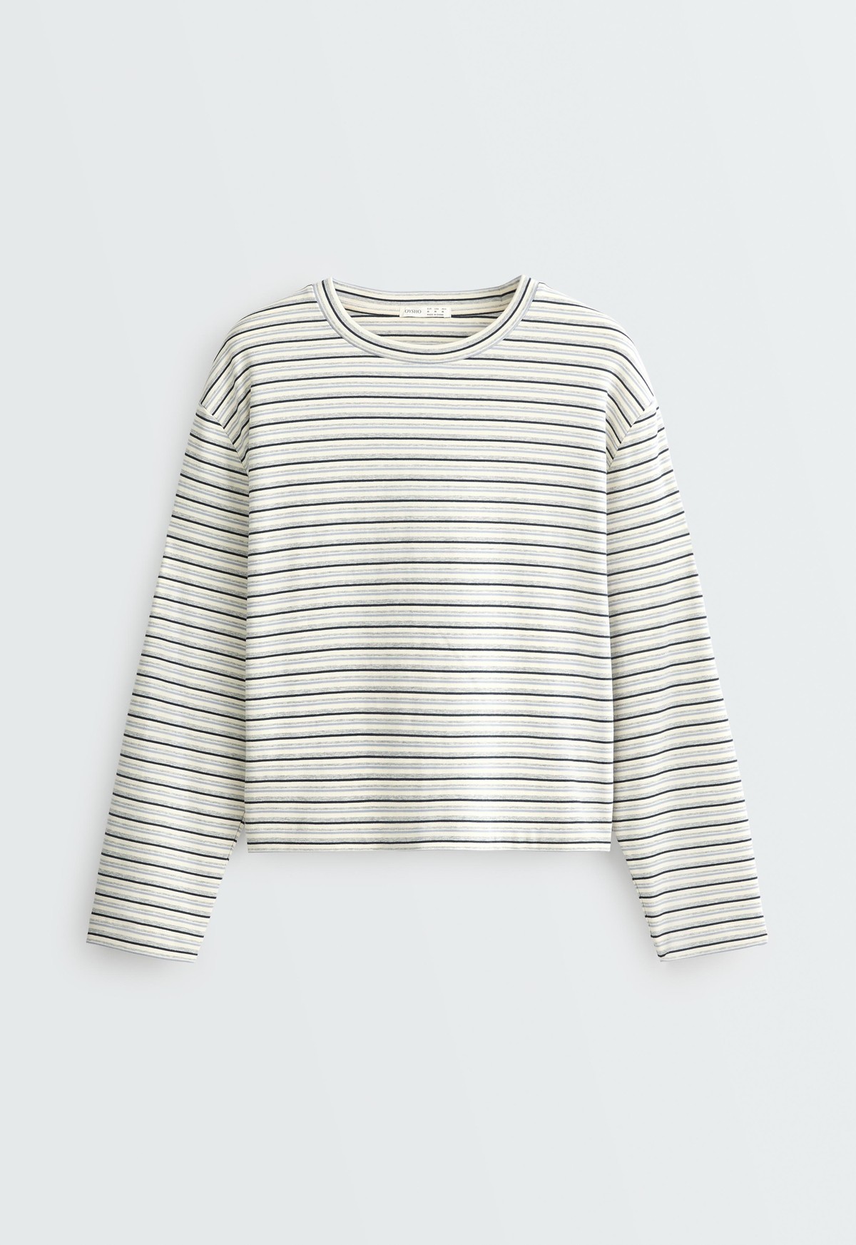 오이쇼 라운드넥 스트라이프 긴팔 티셔츠 6048/102/811 PALE GREY