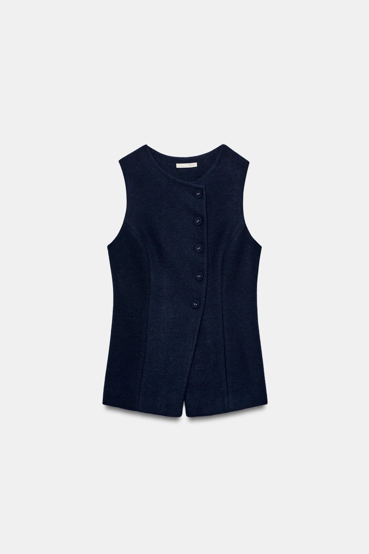 자라 울 이펙트 라운드넥 베스트 3454/623/401 NAVY BLUE