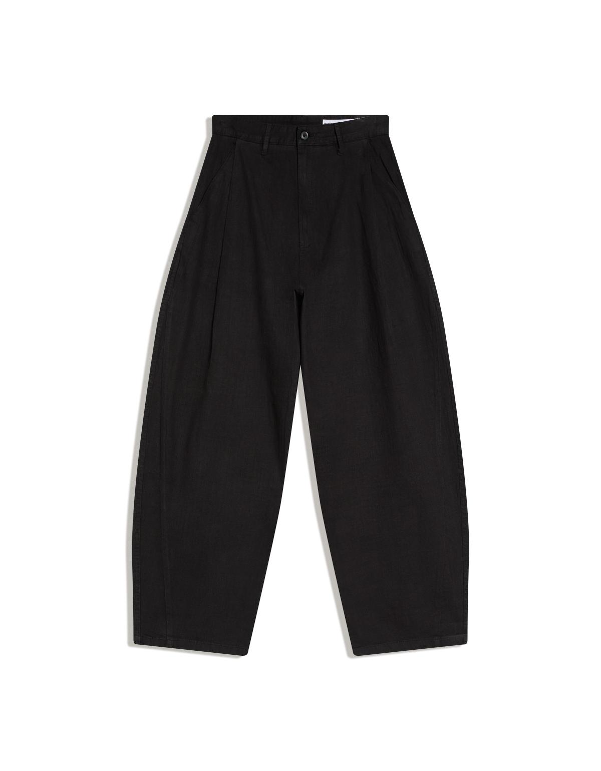 버쉬카 리넨 블랙 슈퍼 배기 팬츠 1011/053 BLACK