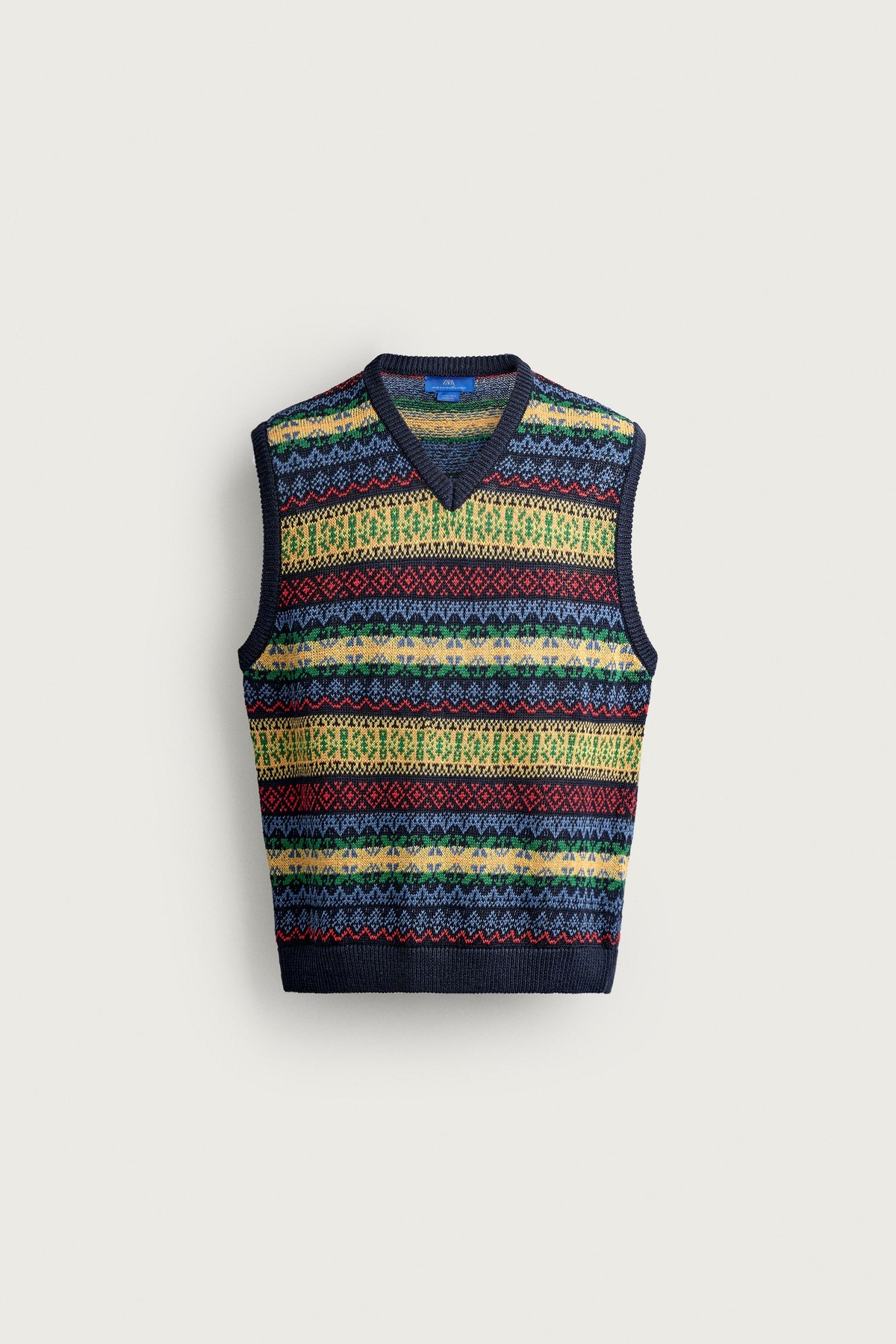 자라 아론 레빈 자카드 린넨 니트 베스트 5755/446/401 NAVY BLUE