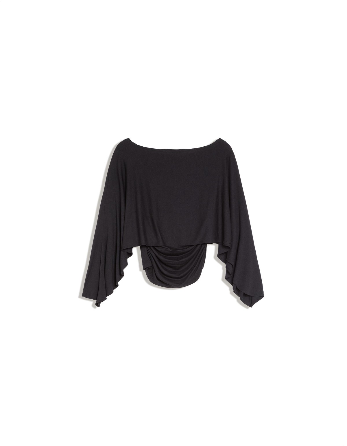 버쉬카 보트넥 크롭 케이프 티셔츠 4882/360 BLACK