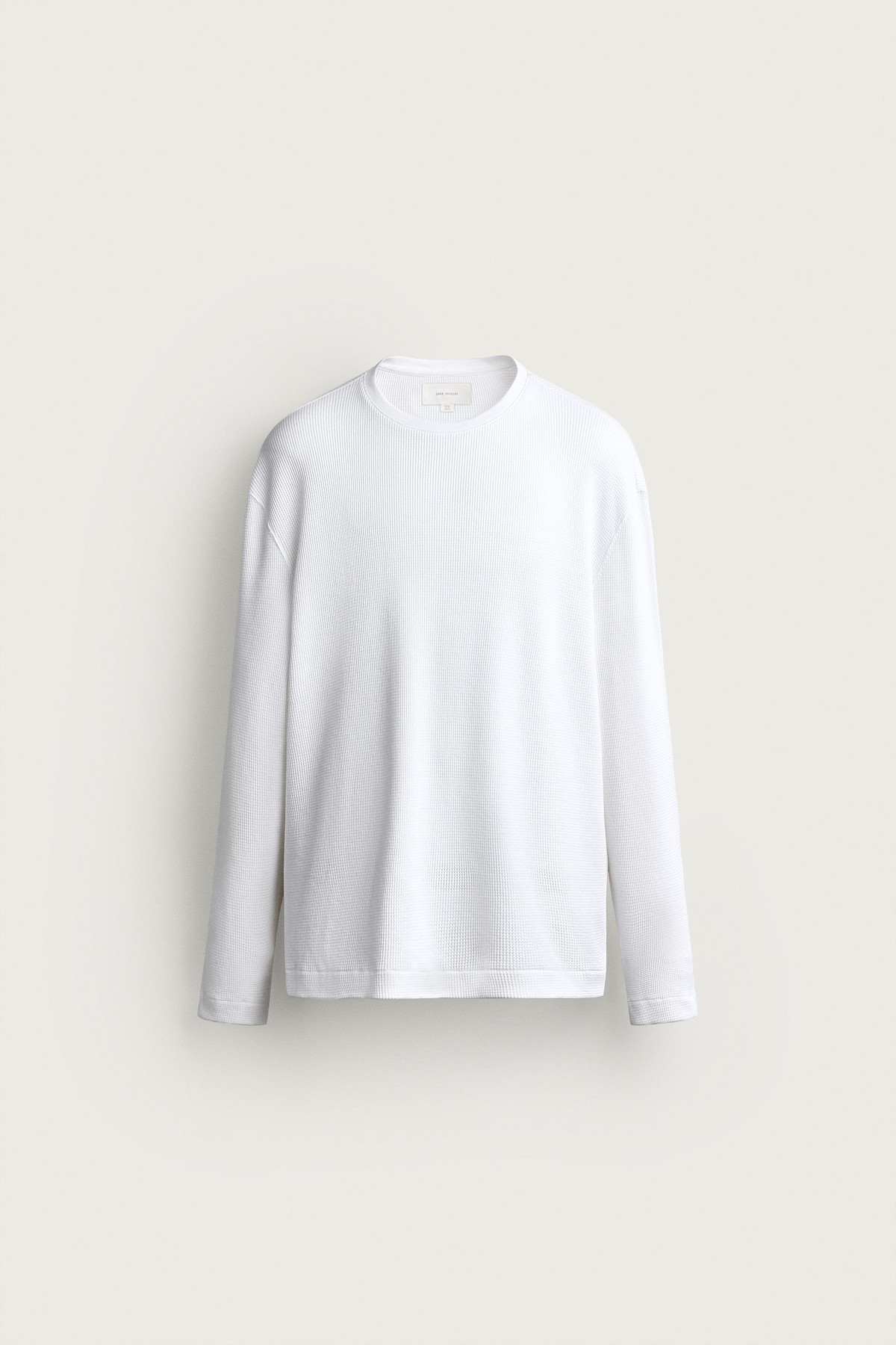 자라 와플 니트 라운드넥 긴팔 티셔츠 4161/307/251 OYSTER-WHITE