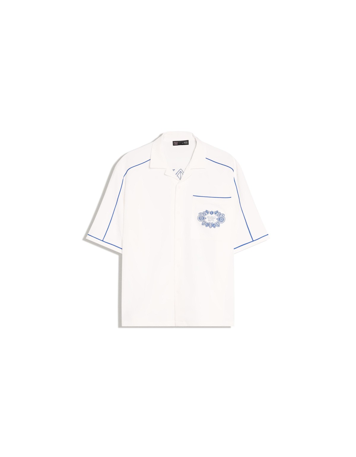 버쉬카 자수 포켓 파이핑 반팔 셔츠 4196/710 OFF WHITE