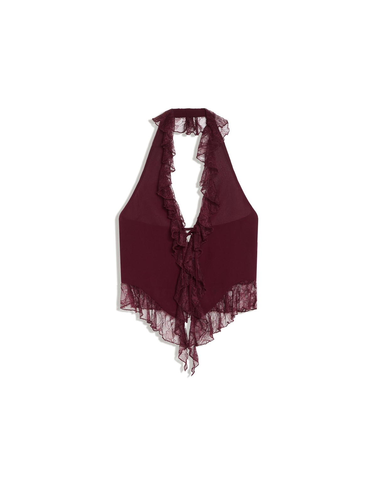버쉬카 러플 레이스 홀터넥 탑 4599/692 MAROON