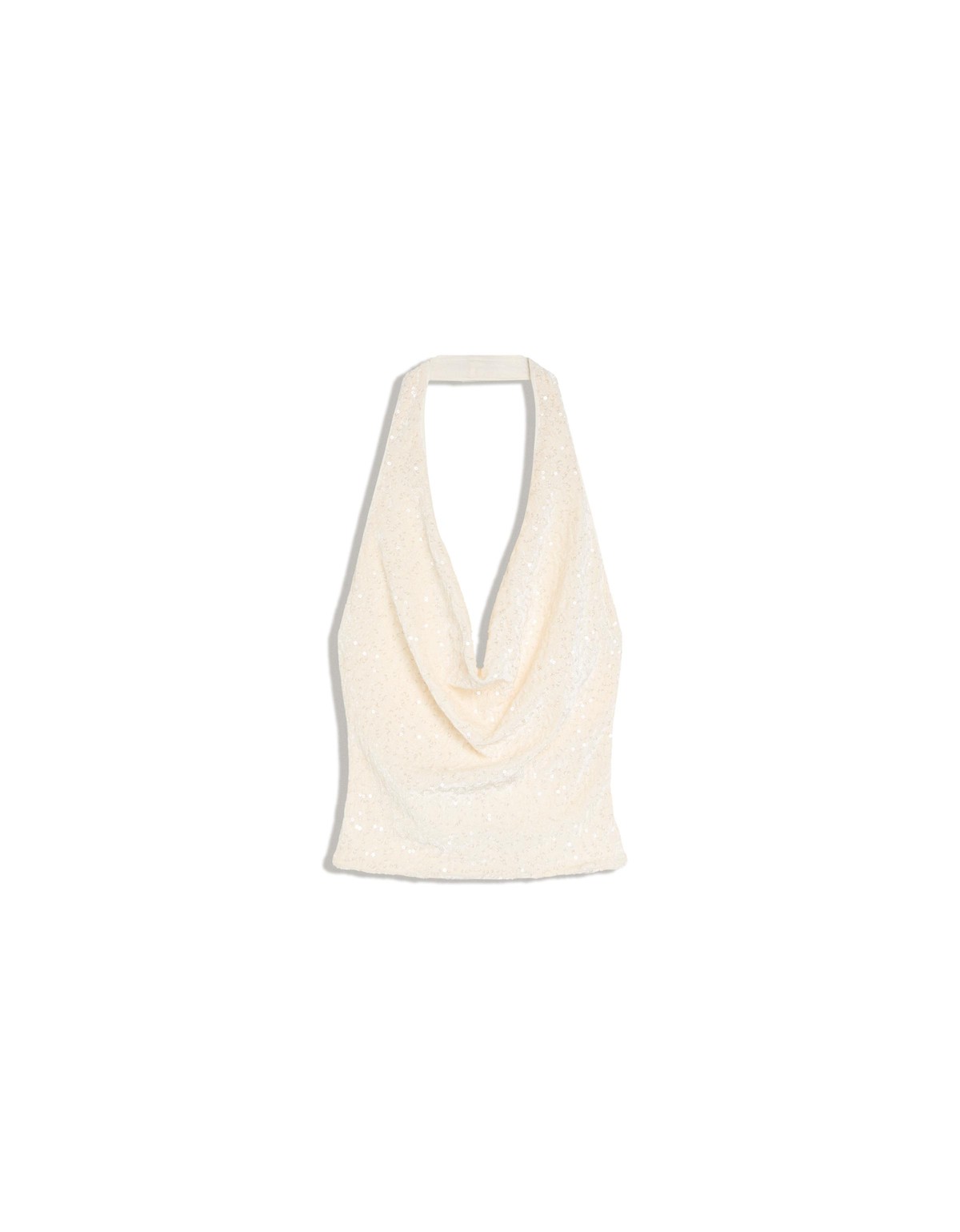 버쉬카 드레이프 스팽글 홀터넥 탑 4326/254 WHITE