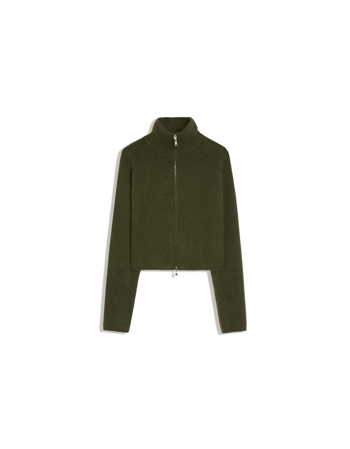 버쉬카 하이넥 크롭 집업 니트 자켓 3900/376 KHAKI