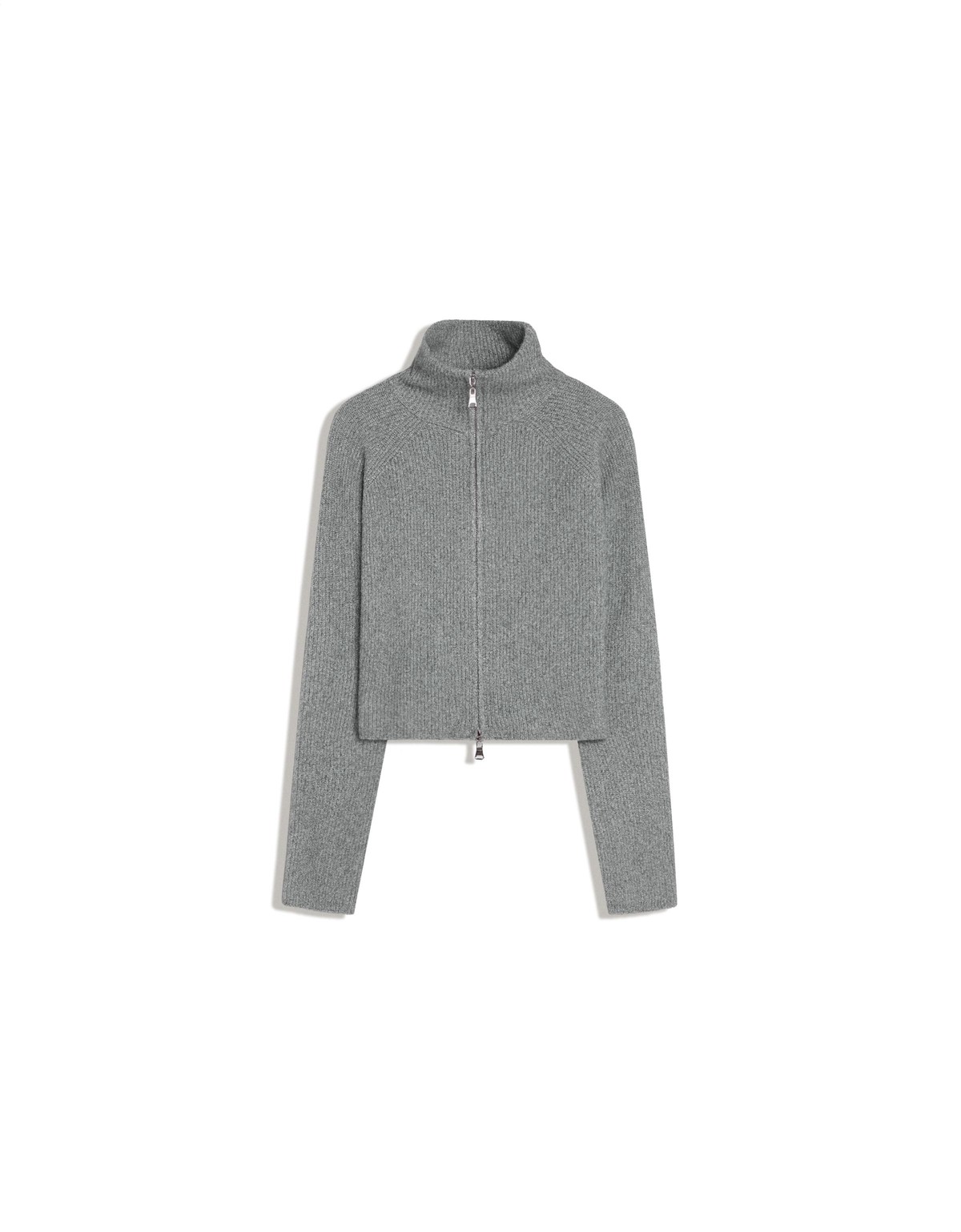 버쉬카 니트 하이넥 크롭 집업 가디건 3900/376 GREY