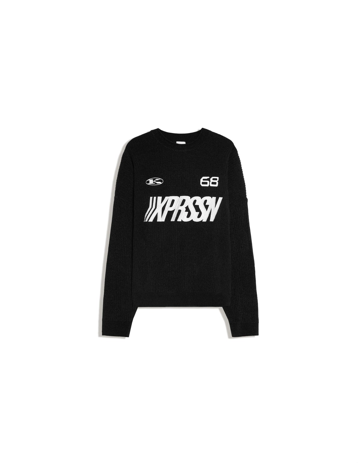 버쉬카 그래픽 라운드넥 니트 스웨터 4131/693 BLACK