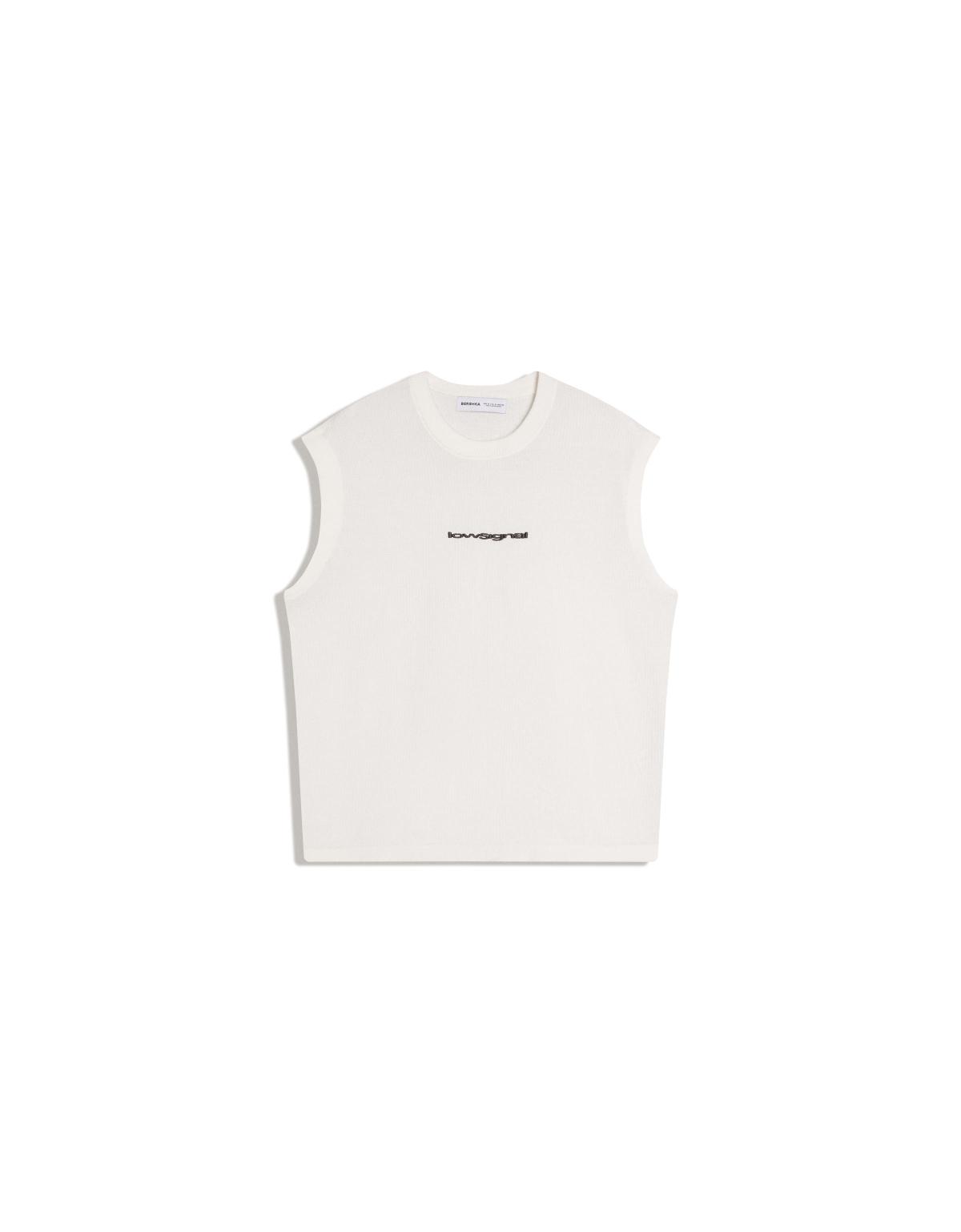 버쉬카 미니멀 로고 자수 민소매 탑 1506/623 OFF WHITE