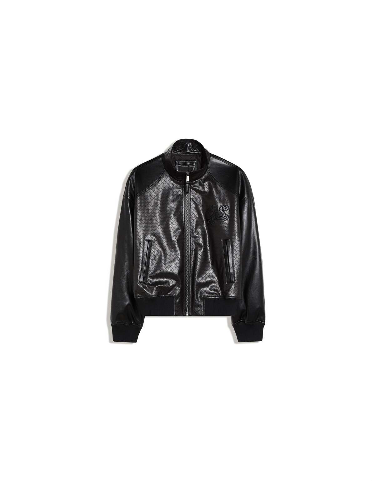 버쉬카 우븐 레더 이펙트 봄버 자켓 3536/677 BLACK