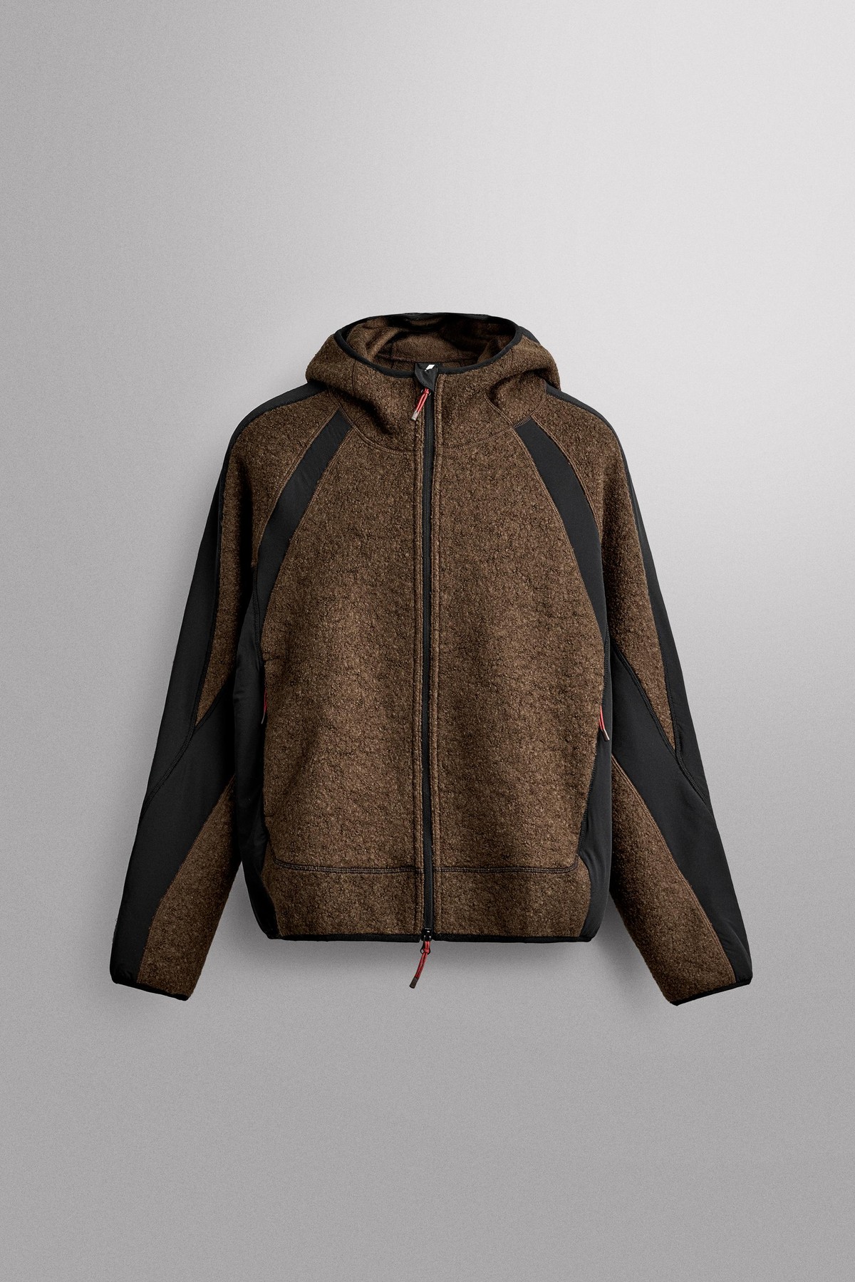 자라 컬러블록 후드 플리스 집업 자켓 6096/307/049 BROWN-BLUE