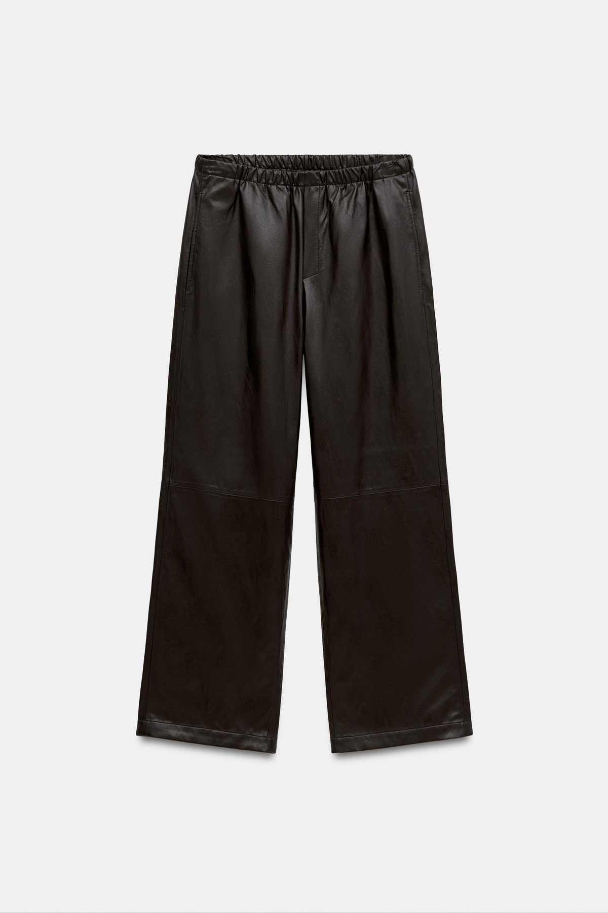 자라 레더 이펙트 와이드 조거 팬츠 0869/240/700 BROWN
