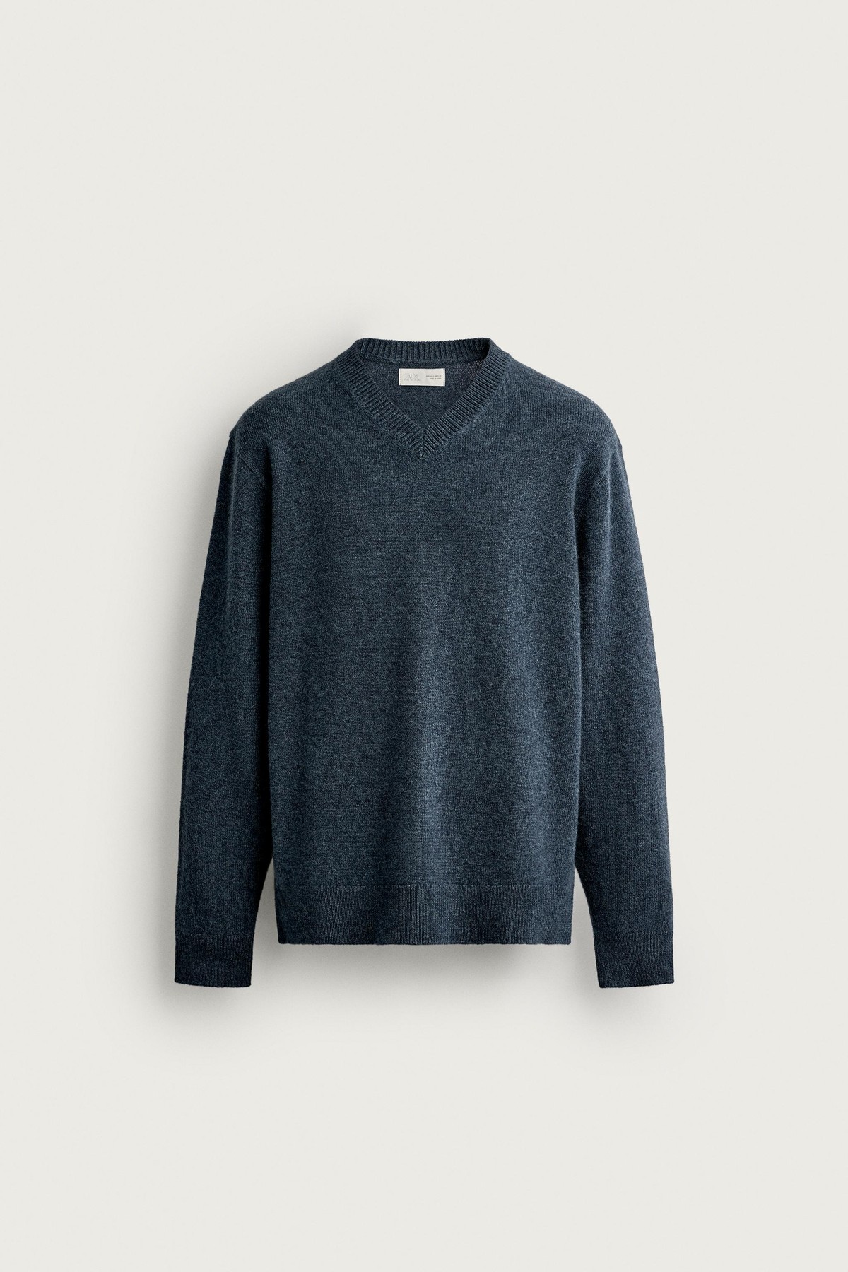 자라 울 100% 브이넥 니트 스웨터 3920/145/485 BLUE / GREY