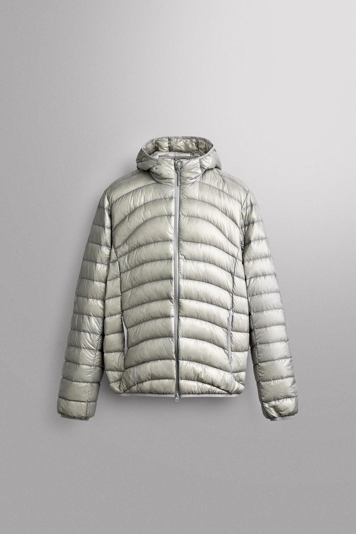 자라 테크니컬 후드 다운 숏 패딩 자켓 3286/327/811 LIGHT GREY