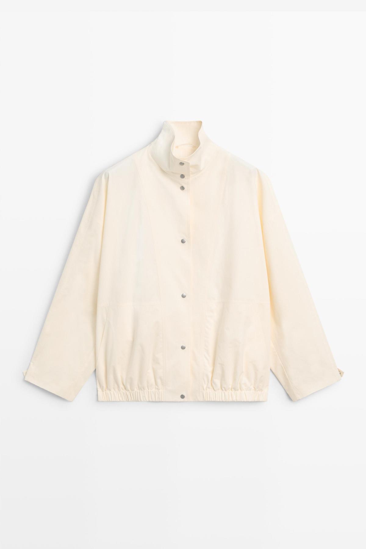 마시모두띠 스냅버튼 하이넥 봄버 자켓 6727/939 CREAM