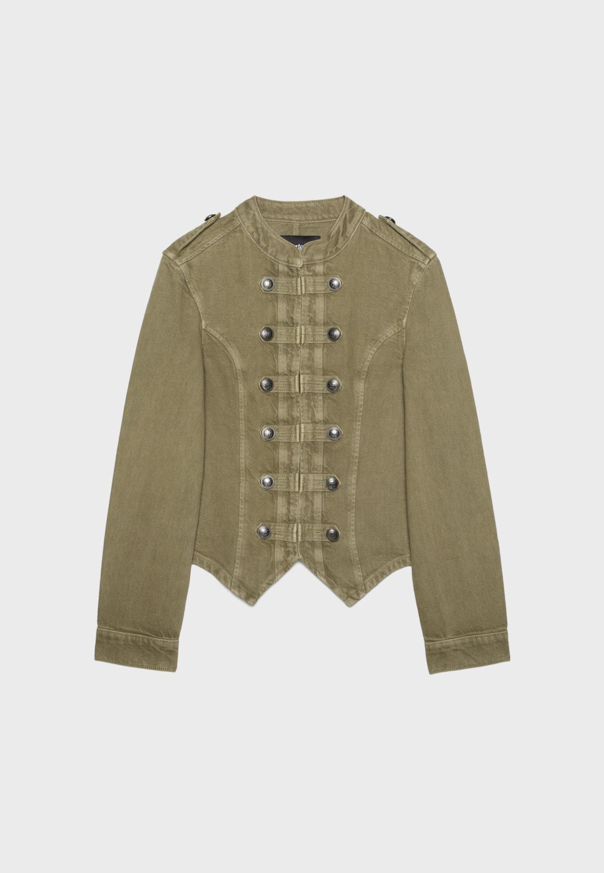 스트라디바리우스 트윌 메탈 버튼 스탠드 칼라 자켓 7622/873/550 KHAKI