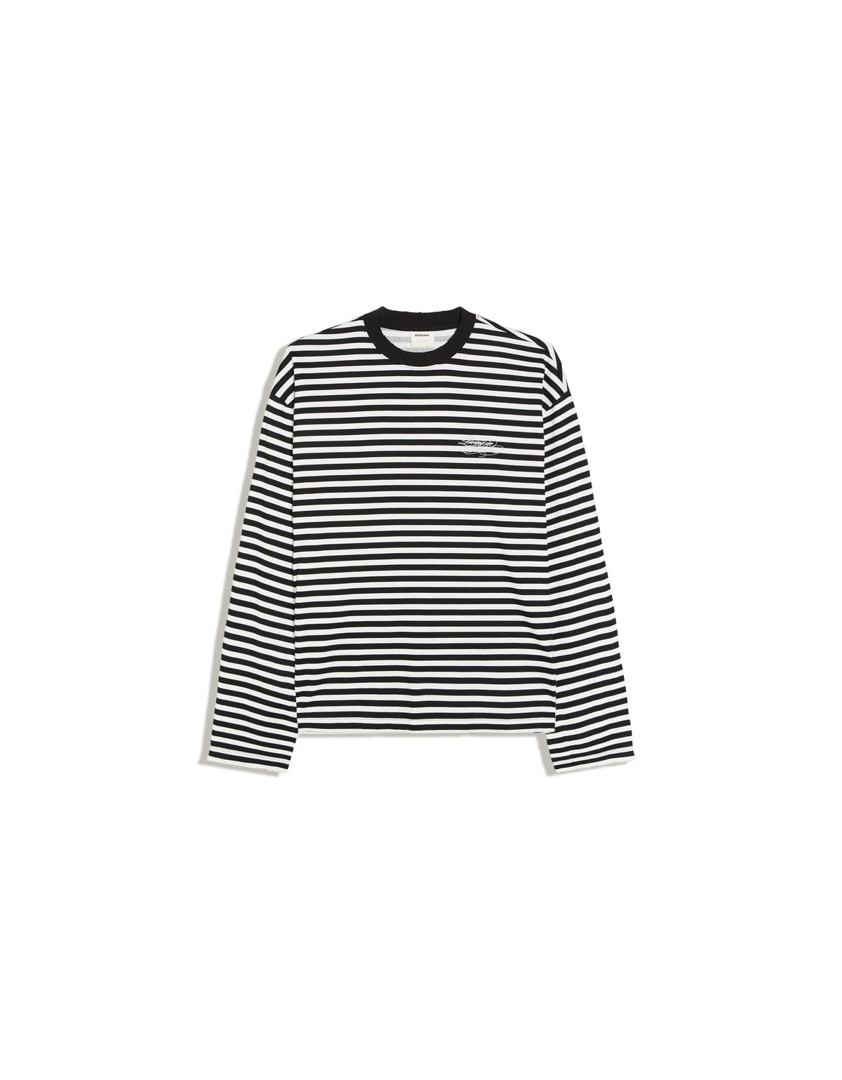 버쉬카 스트라이프 크루넥 긴팔 티셔츠 3247/120 WHITE