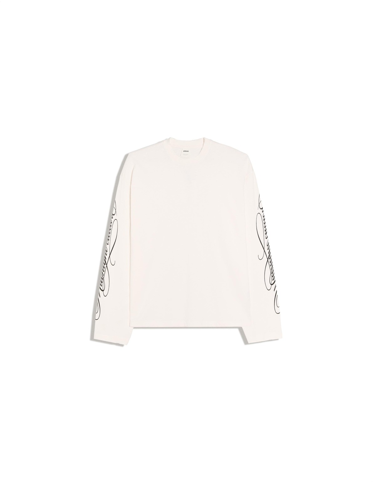 버쉬카 프린트 크루넥 긴팔 티셔츠 3247/120 OFF WHITE